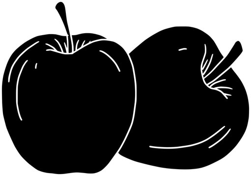 apple illustration fruit silhouette food logo tree icon red outline oak bitten education slice branch organic harvest nature agriculture shape ripe leaf garden for vector graphic background