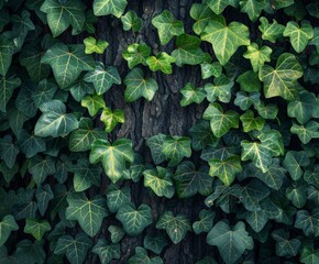 Ivy Growing on a Tree Trunk