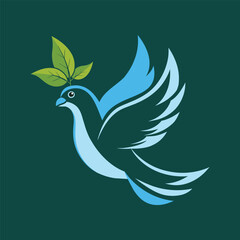 Dove Bird Leaf Pigeon Peace Logo