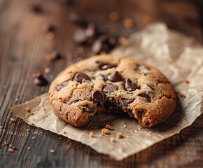 Fototapeta premium Chocolate Chip Cookie on Paper