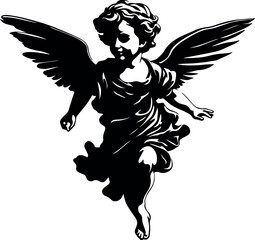 Fototapeta premium Baby Angel, Angel cupid, Angel statue Vector Illustration 