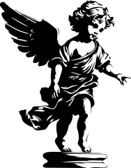 Fototapeta premium Baby Angel, Angel cupid, Angel statue Vector Illustration 