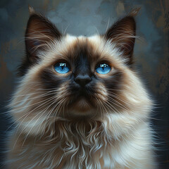 portrait of a siamese persian mixed cat