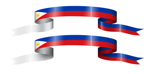 Set of flag ribbon with colors of Philippines for independence day celebration decoration