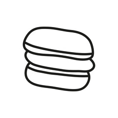 Doodle outline macaron dessert isolated on white background.