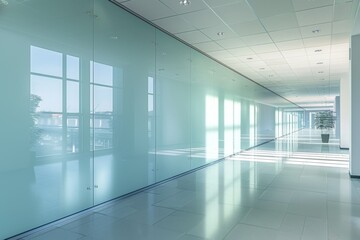 Fototapeta premium Empty Wall Mockup in Modern Office Interior created with Generative AI