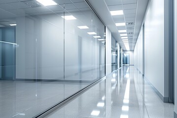 Empty Wall Mockup in Modern Office Interior created with Generative AI