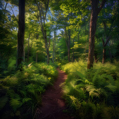 Embracing Tranquility: A Serene Journey through a Nature Trail in Vermont.