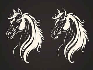 Obraz premium Silhouette of a horse in motion, capturing the grace and power of this farm mammal