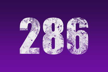 flat white grunge number of 286 on purple background.