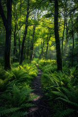 Embracing Tranquility: A Serene Journey through a Nature Trail in Vermont.