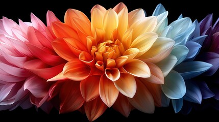   A vibrant blossom on a dark canvas with a mirror-like reflection at its core