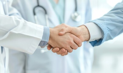 Handshake between doctors and patient, illustrating trust and professional commitment in healthcare settings