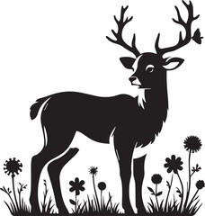 Deer vector silhouette illustration isolated on white background