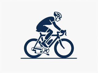 A graphic depicting a cyclist riding a bicycle, emphasizing sporty elegance and motion