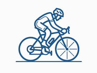 A graphic depicting a cyclist riding a bicycle, emphasizing sporty elegance and motion