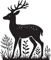 Deer vector silhouette illustration isolated on white background