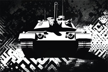 Black and white Military tank silhouette. Tank war army silhouettes set. Military Vehicle. Tank logotype. Black and white tank icon.