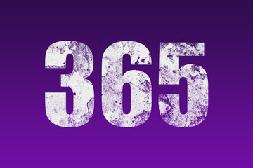 flat white grunge number of 365 on purple background.