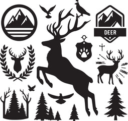 Deer vector silhouette illustration isolated on white background