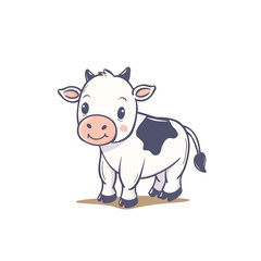 Adorable Cartoon Cow on a transparent Background
