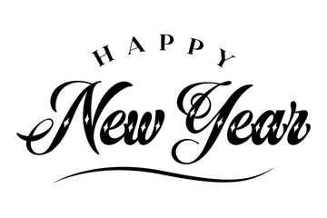 Happy new year lettering text design vector illustration.