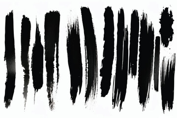 Set of black paint, ink, grunge, dirty brush strokes. Black Brush strokes isolated on white background. Black paint splatter.