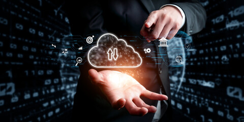 Business person discover the future of cloud computing with latest insights and elevate business by...