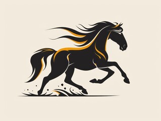 A detailed silhouette of a horse in full stride, highlighting the muscular build and movement of this graceful mammal.