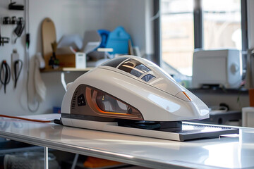 A steam press iron with a large pressing surface, speeding up ironing tasks.