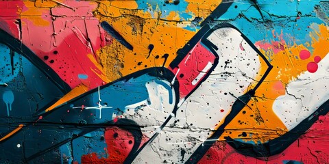 Fototapeta premium Fragment of colored graffiti painted on a concrete wall. Texture. Abstract background for design.