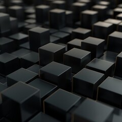 Light elegant dynamic abstract patterns create a mesmerizing visual on the black cubes of different sizes, Sharpen 3d rendering background