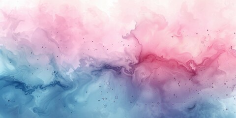 Abstract watercolor background. Blue, pink and white colors. Hand-drawn illustration.