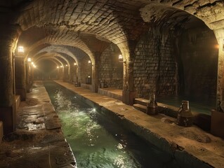 Obraz premium medieval castle underground sewer system