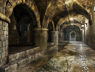 medieval castle underground sewer system