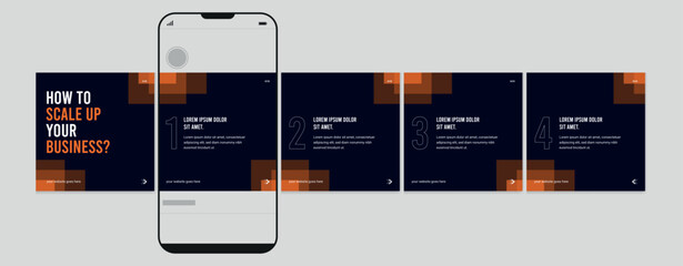 Set of Linkedin Carousel Post, editable social media Instagram carousel post, modern and creative business carousel post template, eps 10. © Graphaxil