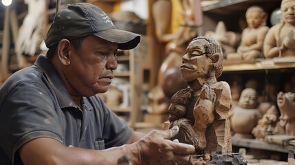 Obraz premium Sculpture Making in Artisan Studio