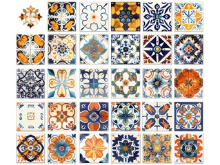 mediterranean tiles isolated on white background