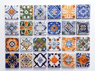 mediterranean tiles isolated on white background