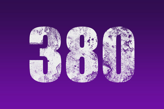flat white grunge number of 380 on purple background.