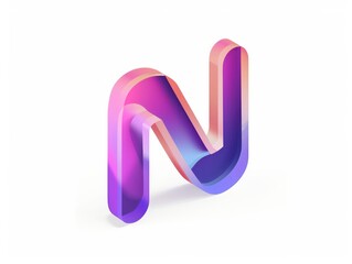 N, icon logo design,color, white background 