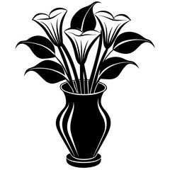 Calla lily flower on the vase vector silhouette