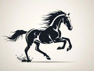 horse running icon, logo, design, black and white