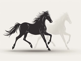 Obraz premium horse running icon, logo, design, black and white