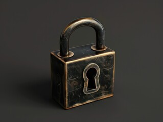 lock icon on dark background, 3d illustration of digital security concept, data protection and cyber self manuscripts