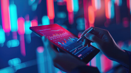 Stock market and trading, digital graph. generative ai