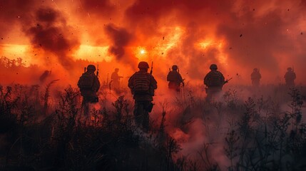 Under Cover of Darkness: Soldiers Execute Daring Nighttime Operations Amidst the Chaos of Battlefield Smoke and Explosions, Facing High-Risk Military Challenges