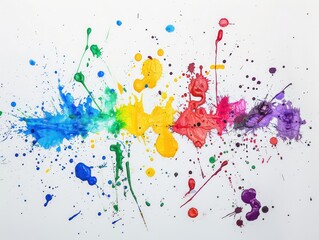 colors ink splatter on white background