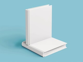 cover book mockup, white blank hardcover closed standing book