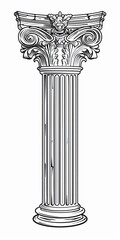 roman column, black and white, white background